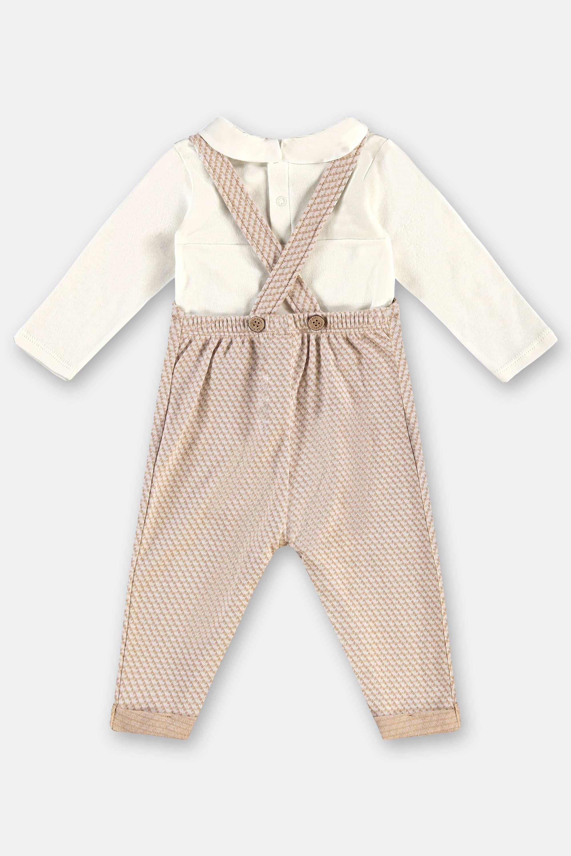Conjunto para Bebê Menino com Jardineira em Jacquard Xadrez e Body em Suedine (Marrom) Up Baby - Imagem 16